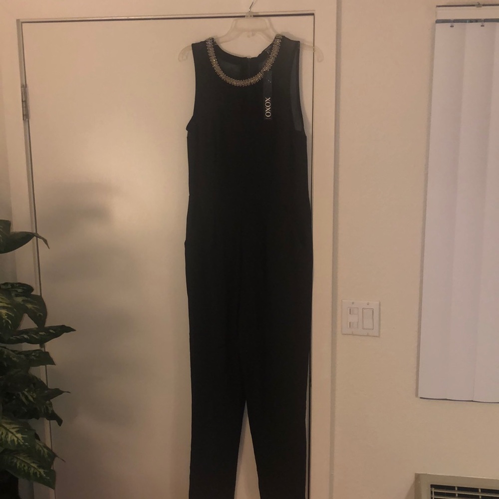 Black with sliver collar jumpsuit